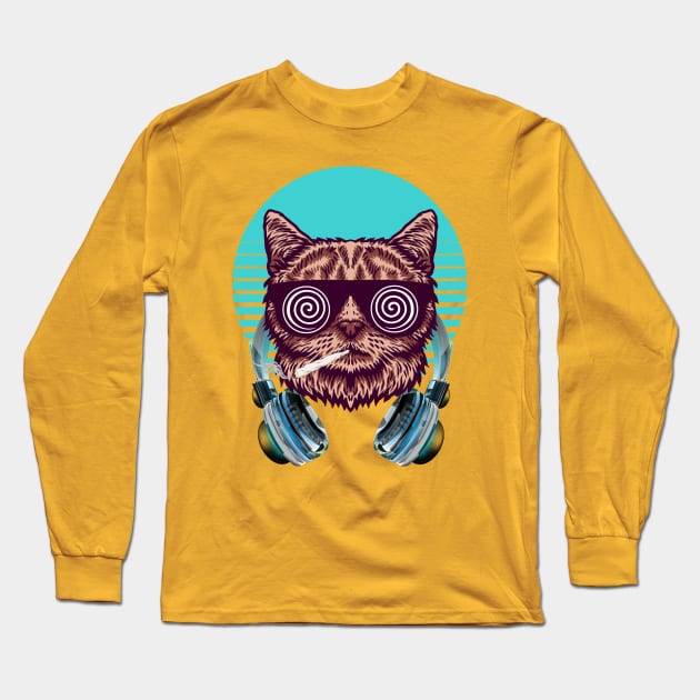 Goa cat - Catsondrugs.com - Techno Party Ibiza Rave Dance Underground Festival Spring Break  Berlin Good Vibes Trance Dance technofashion technomusic housemusic Long Sleeve T-Shirt by catsondrugs.com